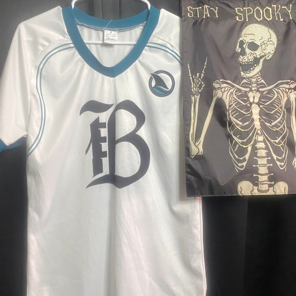 Idegy Sharks Jersey Number 24 Short Sleeve‎ White Blue Mens Size M